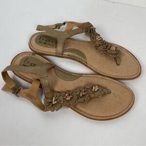 b.o.c tan brown leather flower sandals summer